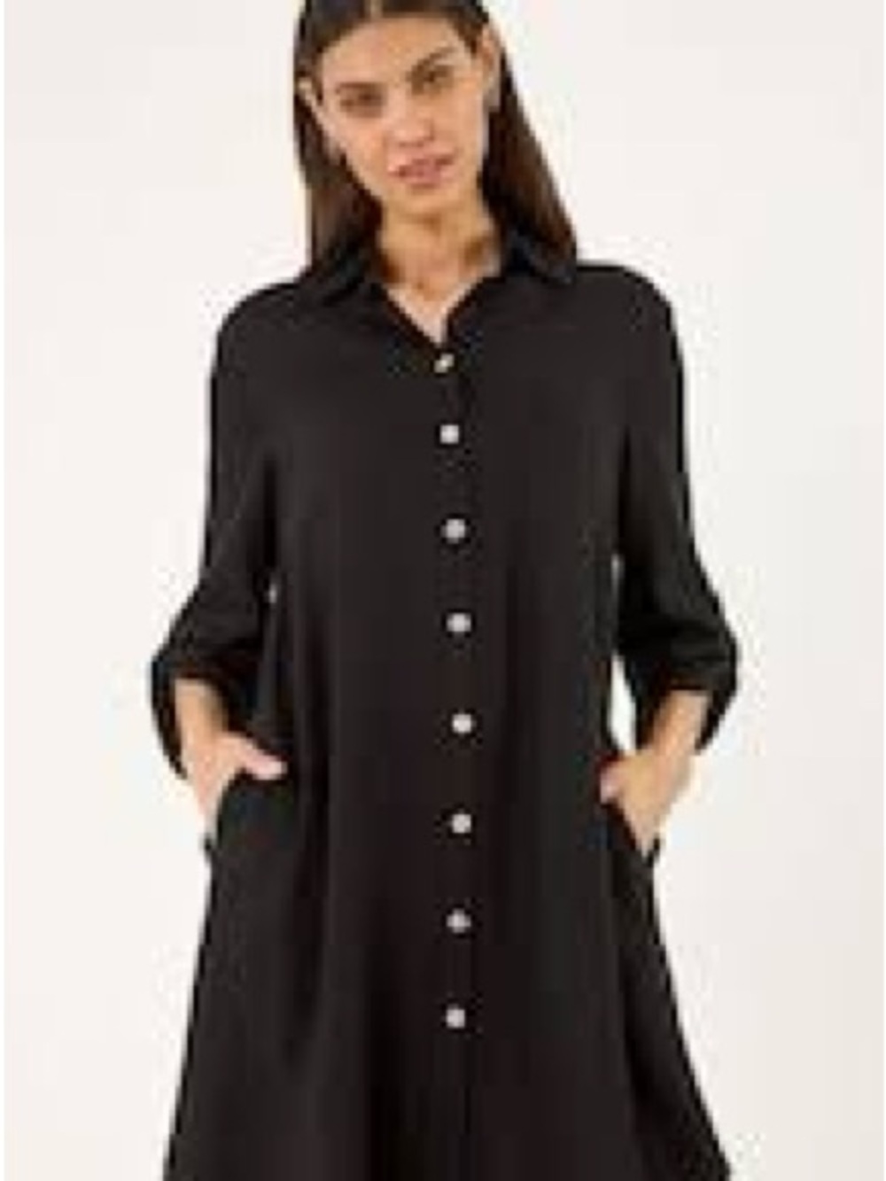 Nina Leonard Black Shirt Dress/Duster. Small